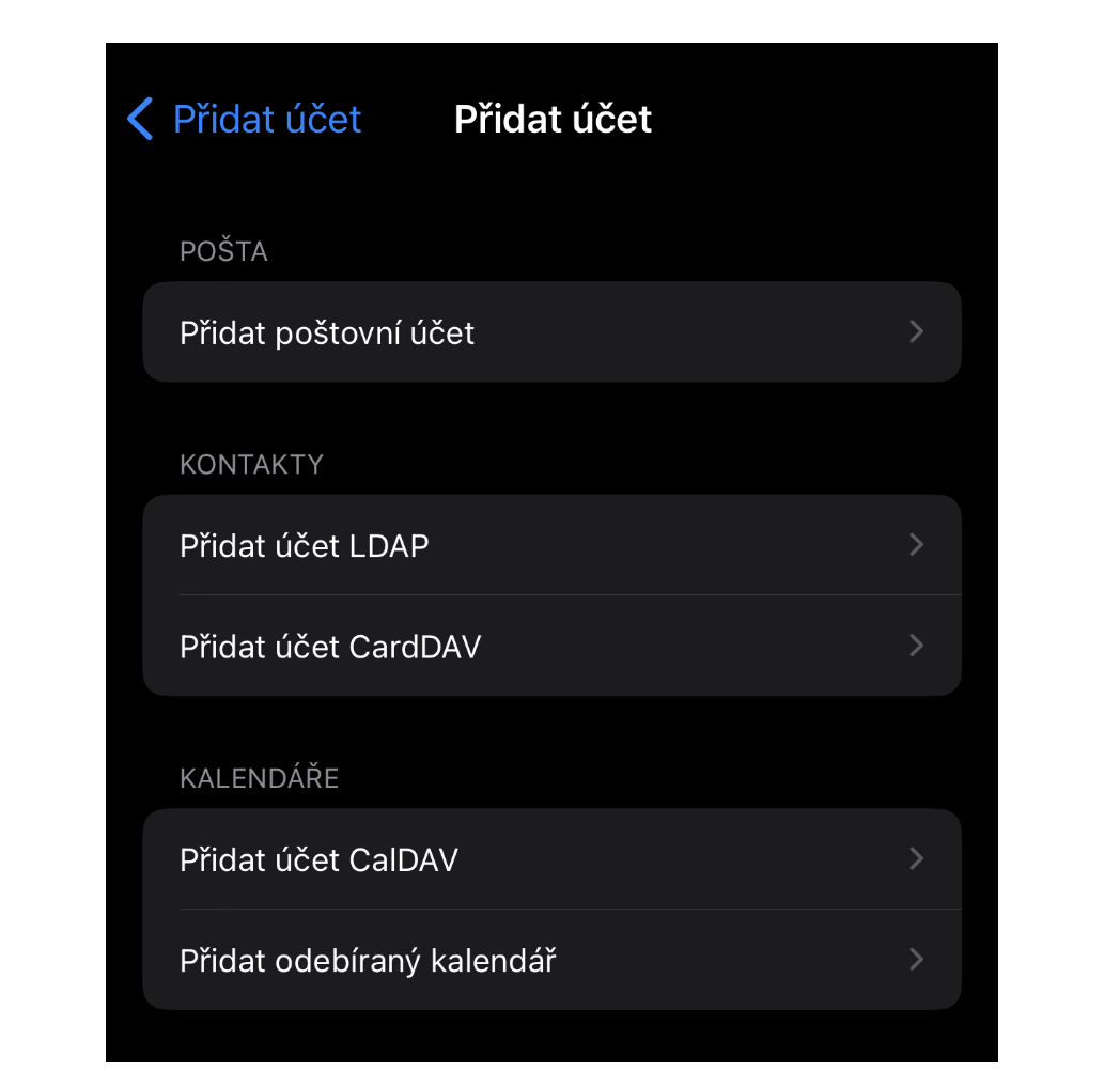 Přidat poštovní účet